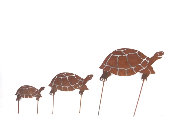 Edelrost Schildkröte Gartenstecker